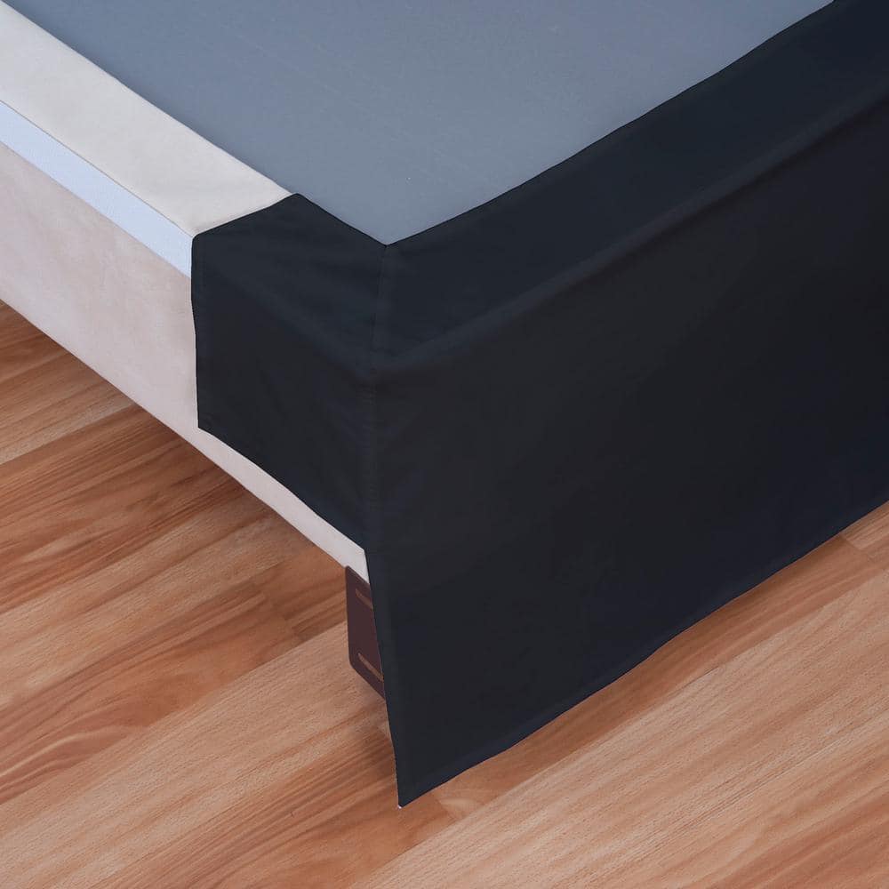 Black Polyester Queen Split Corner Bed Skirt