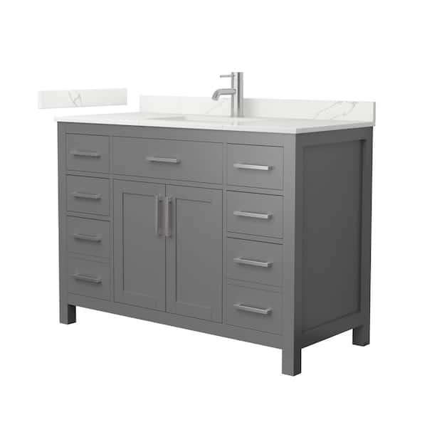 Wyndham Collection Beckett 48 in. Single Freestanding Dark Gray Bath Vanity with Giotto Quartz Top (Assembled)