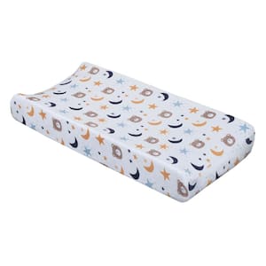 Goodnight Sleep Tight White Bear, Moon, and Star Super Soft Changing Pad Cover