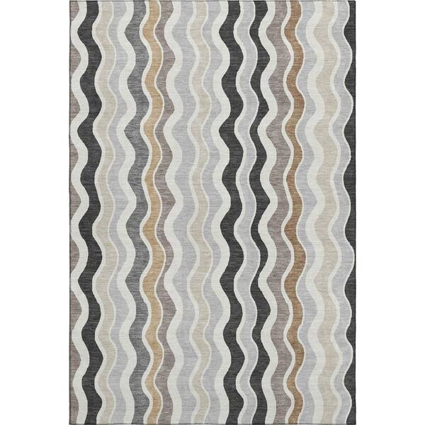 Mayfield Premium Machine Washable Abstract AMF2342 Charcoal 9 ft. x 12 ft. Area Rug