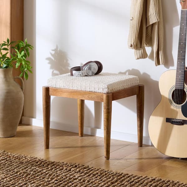 Jutta Cream/Natural Cotton Rectangle Accent Small Ottoman