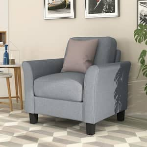 32.7 in. Wide Flared Arm Fabric Rectangle Single Sofa in Gray