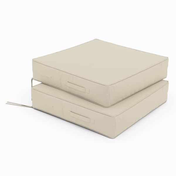 19 in. x 19 in. x 4 in. (2-Pack) Square Outdoor Patio Seating Repacement Lounge Chair Dining Seat Cushion Cream