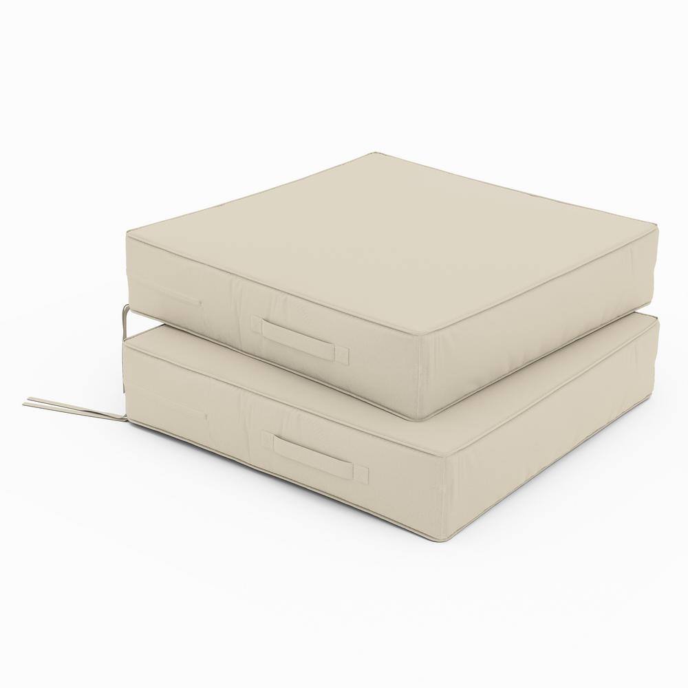 24 in. x 24 in. x 5 in. (2-Pack) Square Outdoor Patio Seating Repacement Lounge Chair Dining Seat Cushion Cream price history on PriceWatchPro