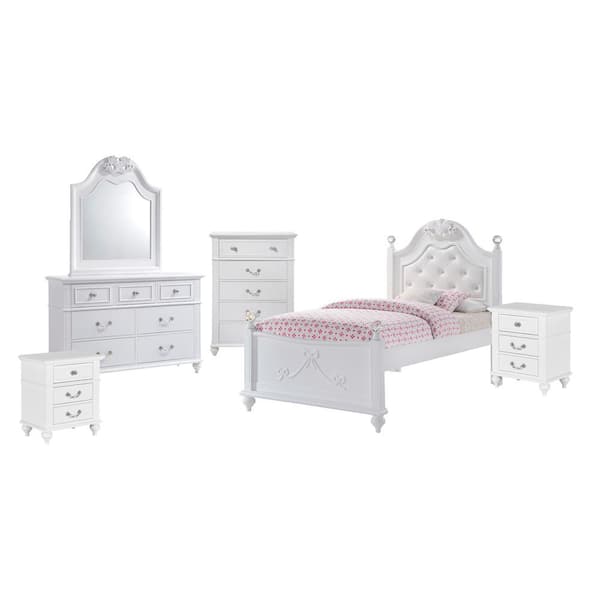 Picket House Furnishings Annie 6-Piece White Twin Platform Bedroom Set