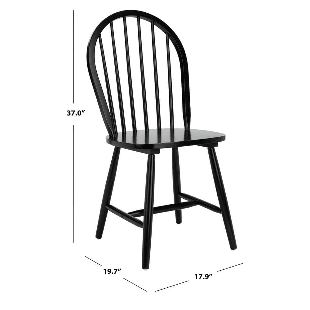 Camden Black Rubberwood Spindle Back Dining Chairs, Set of 2