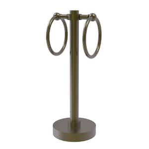 Vanity Freestanding Top 2 Towel Ring Guest Towel Holder in Antique Brass