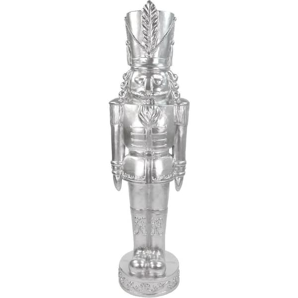 4 ft. Silver Resin Nutcracker Soldier Christmas Decoration