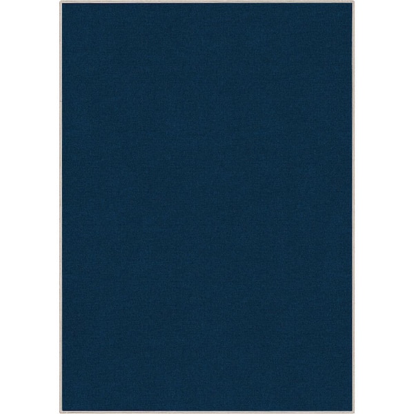 Well Woven Blue 7 ft. 7 in. x 9 ft. 10 in. Flat-Weave Plain Solid Modern Area Rug