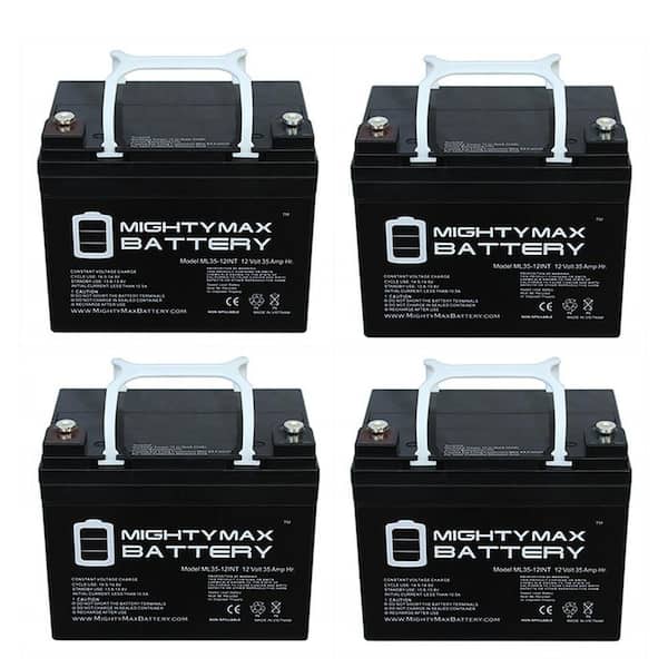 MIGHTY MAX BATTERY 12V 35AH SLA INT Battery Replacement for Solar Power Banks - 4 Pack