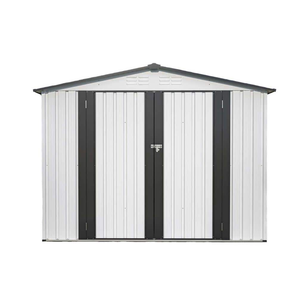 8 ft. x 6 ft. Metal Outdoor Storage All Weather Metal Tool Shed, Covered Ar