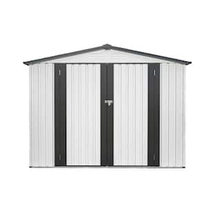 8 ft. x 6 ft. Metal Outdoor Storage All Weather Metal Tool Shed, Covered Area 48 sq. ft. with 2 Lockable Doors, White