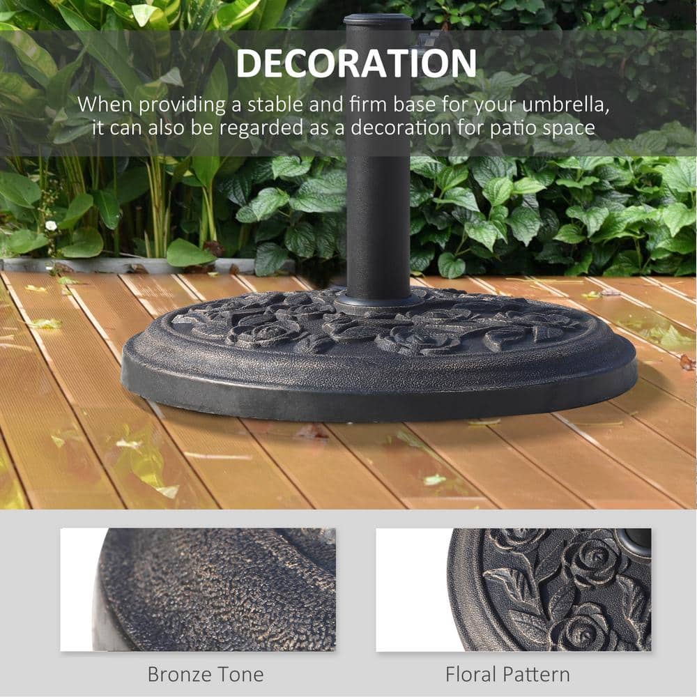 Bronze Finish Round Resin Parasol Base with Rose Pattern