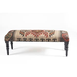Bohemian Vanity Red/Beige Indoor Upholstered Bench