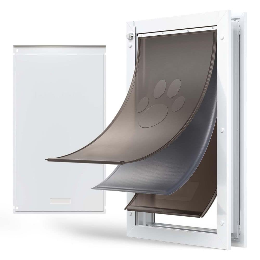SKYSHALO Pet Door, 23.63 in H x 13.63 in W X-Large, with 3-Magnetic Flaps and Metal Frame, Strong and Weatherproof Dog Door