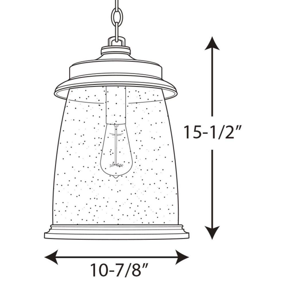 Antique Bronze 16" Outdoor Hanging Lantern with Seeded Glass Shade