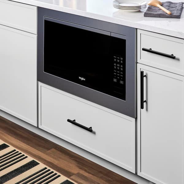 Leyton 30 in. W x 24 in. D x 34.5 in. H Ready to Assemble Plywood Slim Shaker Microwave Base Cabinet in Alpine White