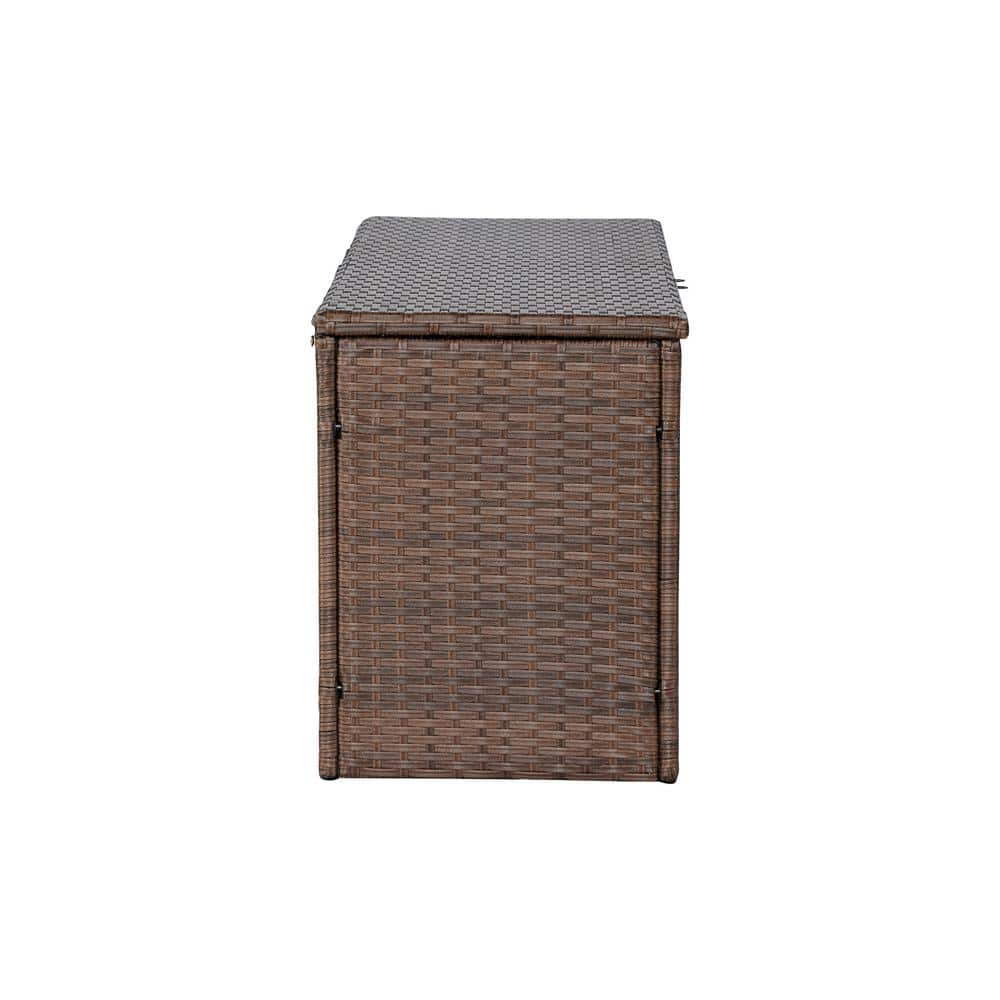 Nino 47.24" Brown Faux Wicker Lockable Deck Box