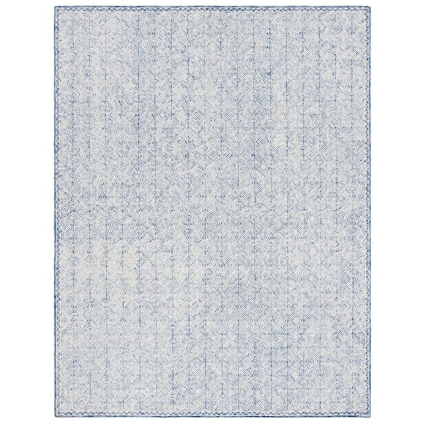 Micro-Loop Navy/Ivory 10 ft. x 14 ft. Geometric Striped Area Rug