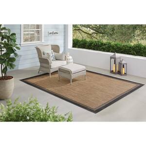 Terrace Black 7 ft. x 9 ft. Border Indoor/Outdoor Area Rug