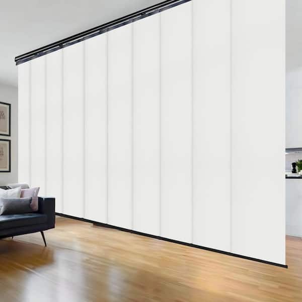 EMOH Griege 120 in. - 218 in. W x 116 in. L Adjustable 10-Panel Black Double Rail Panel Track with 23.5 in. Slates