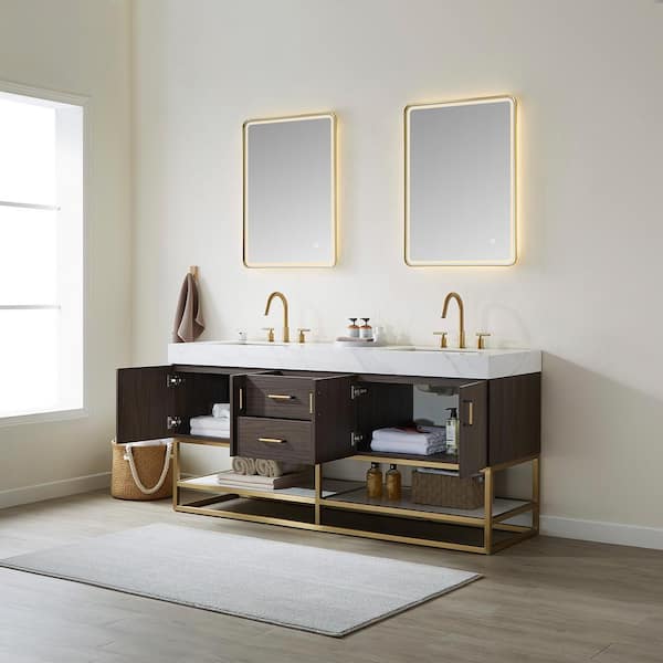 Abbington Mirrored Corner Bathroom Vanity Sink with Drawers