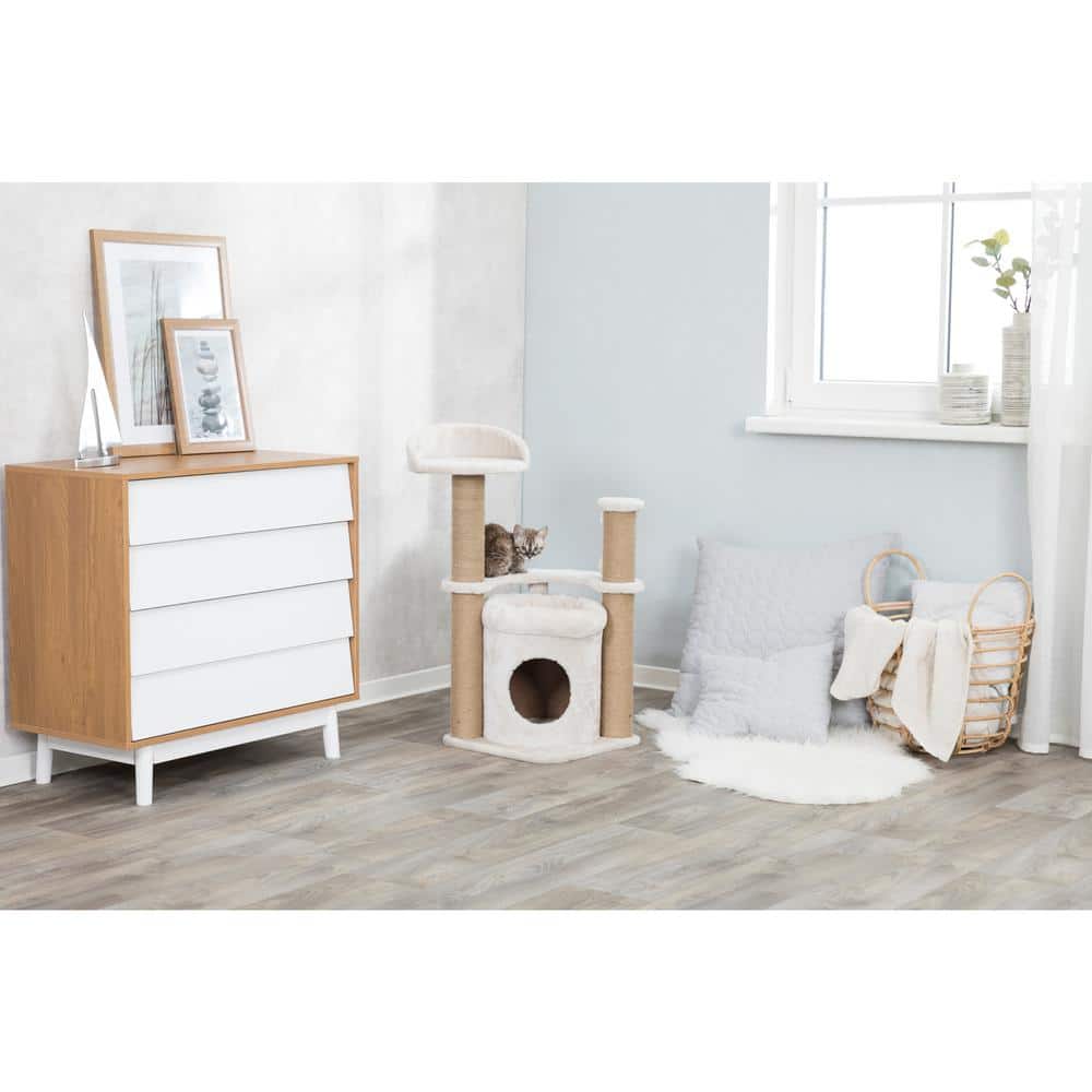 Nayra 32.7" Beige and Jute 3-Level Cat Tree with Condo