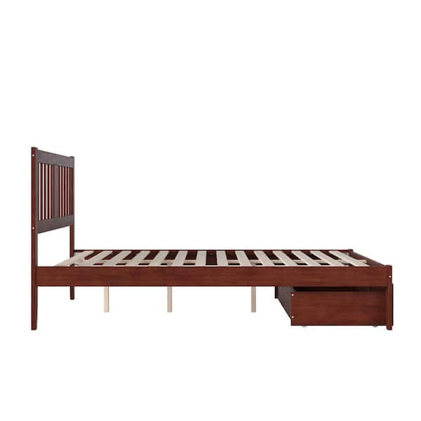 Tahoe Walnut Queen Solid Wood Storage Platform Bed with Foot Drawer and USB Turbo Charger