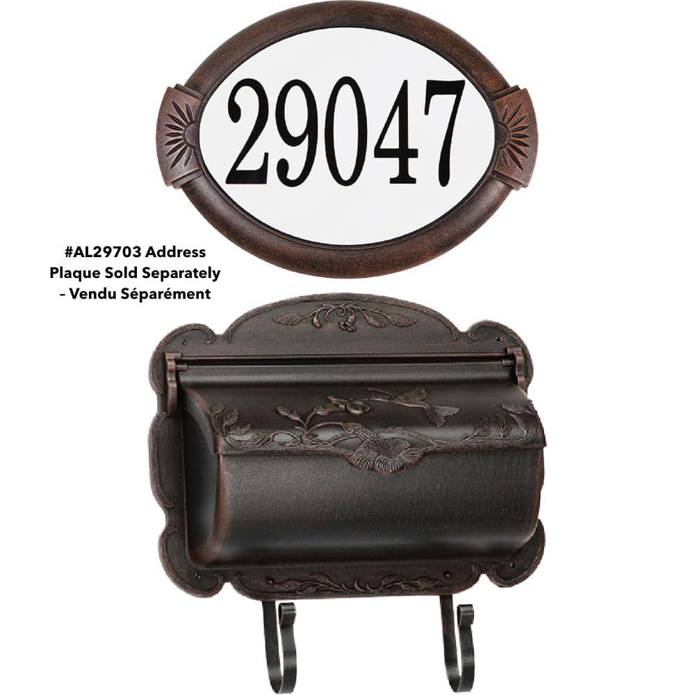 Antique Copper Hummingbird Cast Aluminum Wall Mount Mailbox