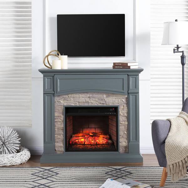 Southern Enterprises Conway 45.75 in. W Electric Media Fireplace in Gray