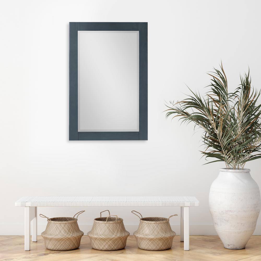 Classical Blue Rectangular Wood Bathroom Vanity Mirror