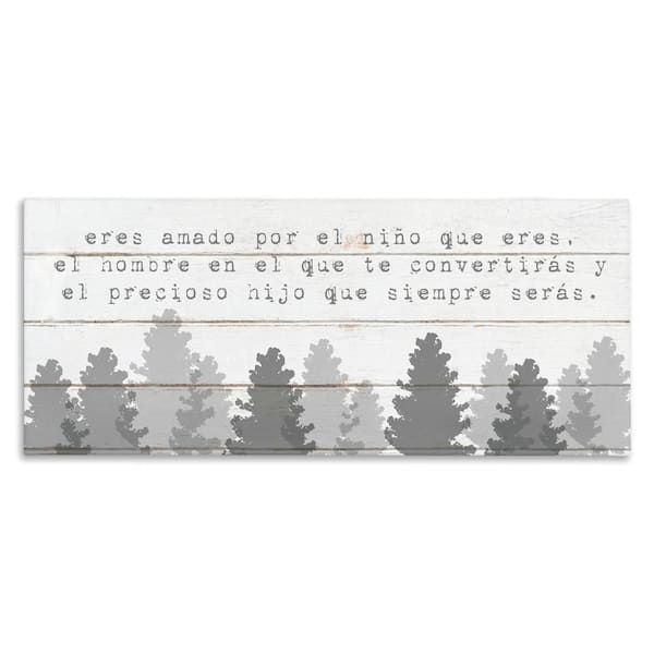 Stupell Industries Sweet Boy Gray Trees by Lil' Rue Gallery Wrapped Unframed Typography Graphic Art Print 20 in. x 48 in.