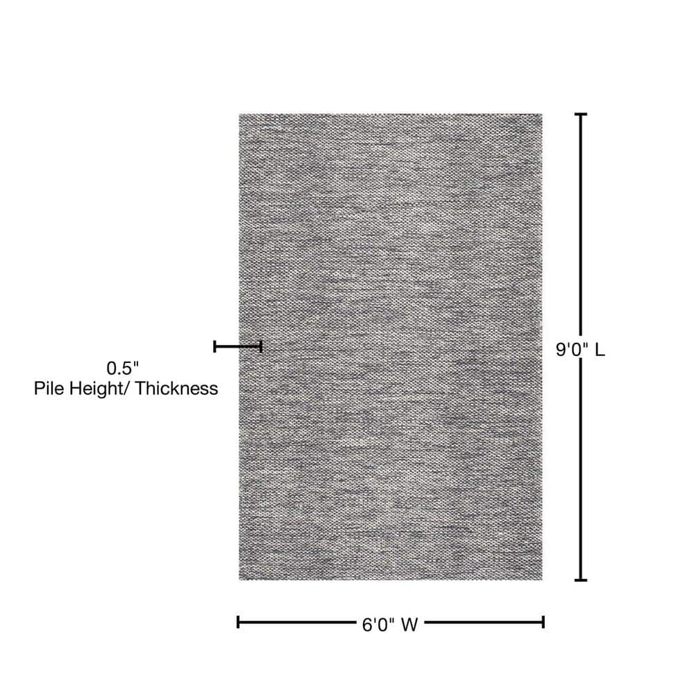Gray 6' x 9' Handmade Cotton Flat Woven Area Rug