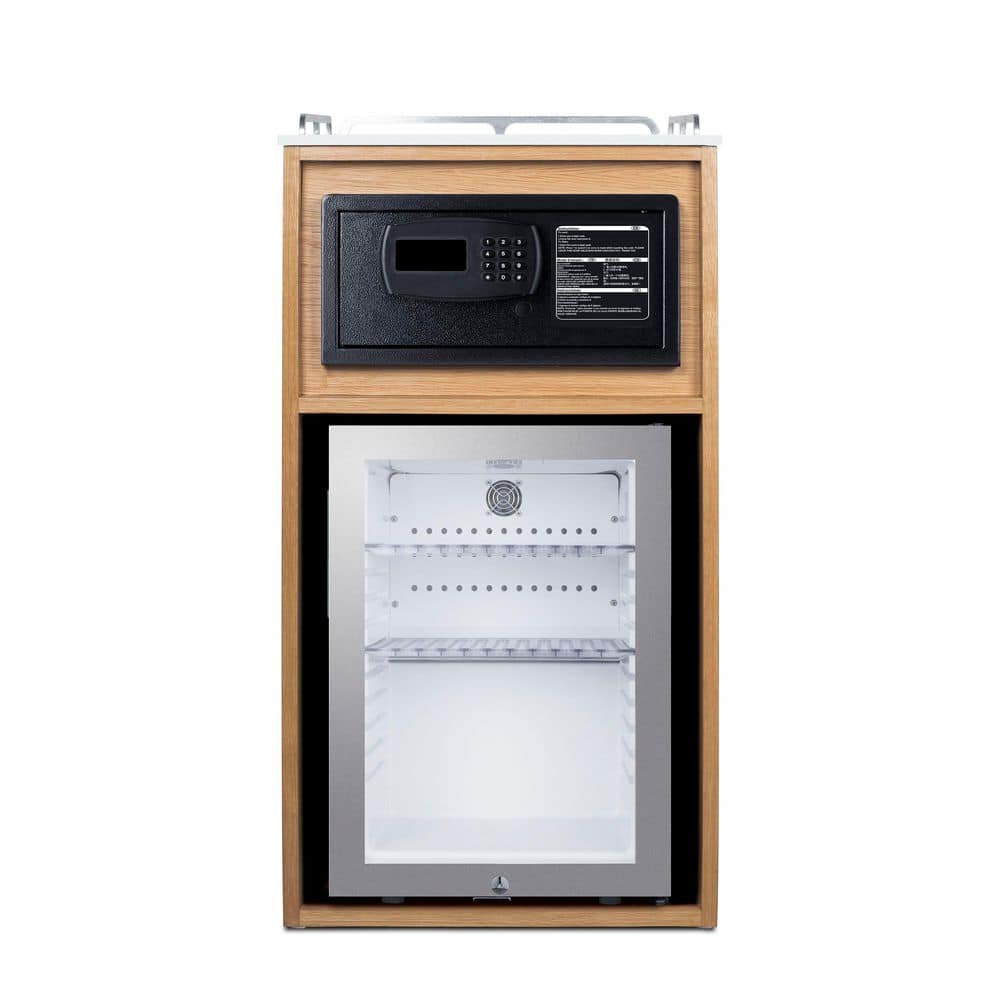 21 in. Wide Coffee Station with Minibar and Safe in Oak