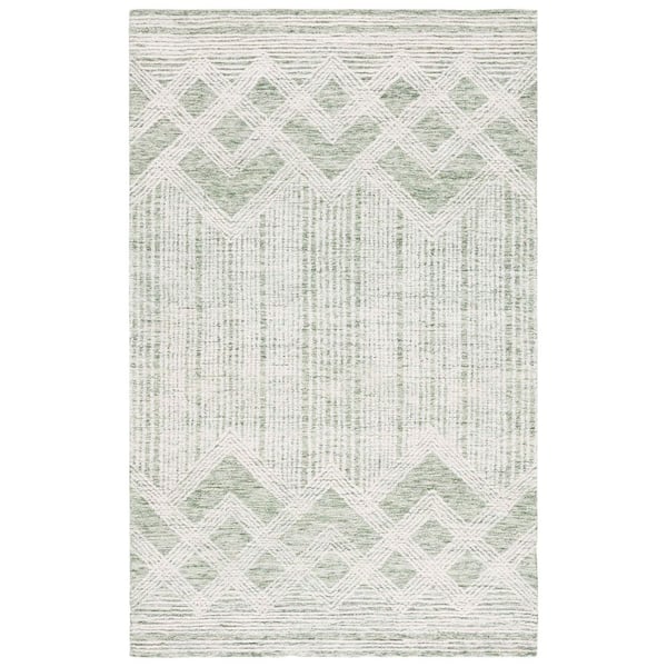 Pine 4 ft. x 6 ft. Sage/Ivory Zig-Zag Striped Area Rug