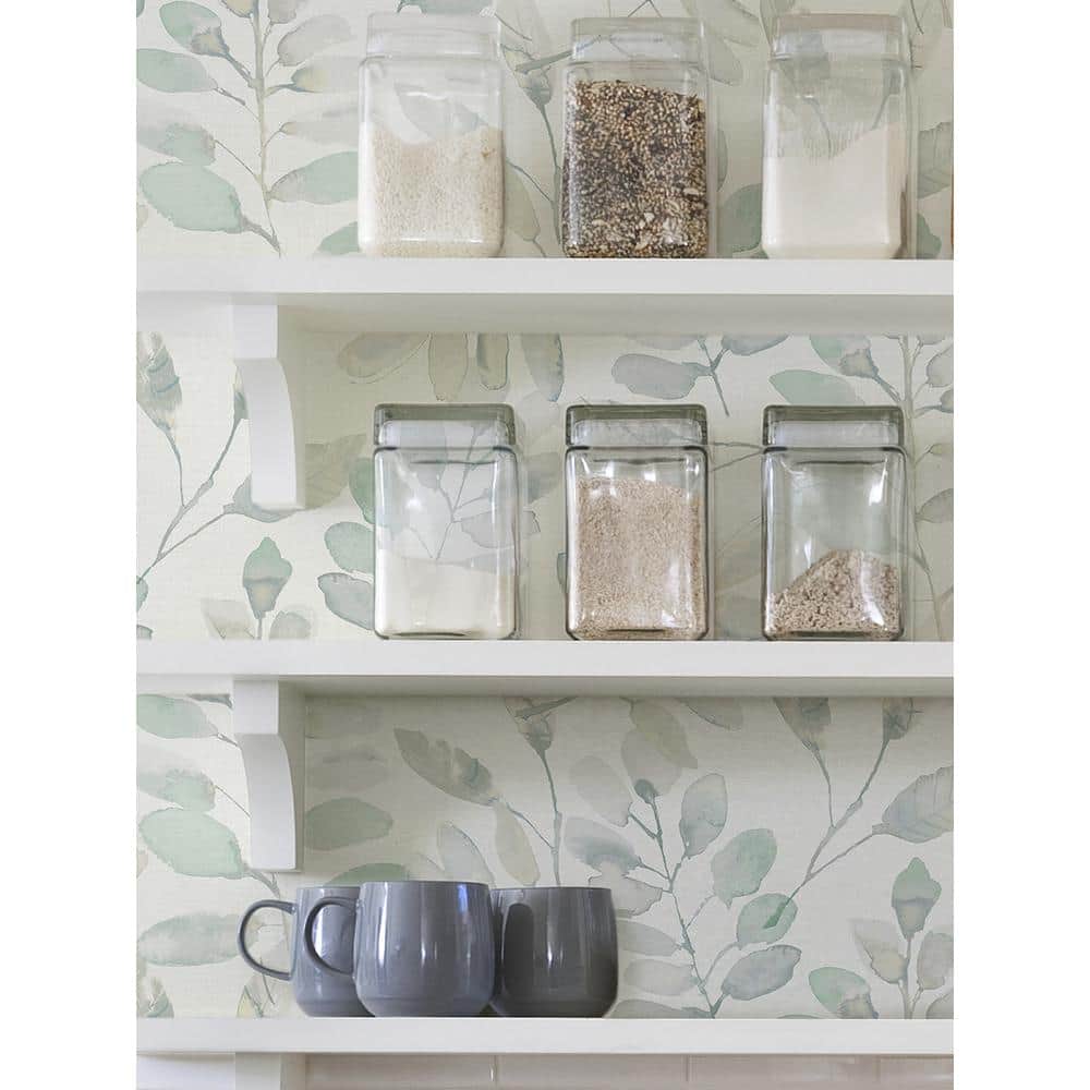 White and Off-White 3D Botanical Peel and Stick Wallpaper