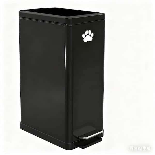 3.2-Gal. Black Metal Outdoor Dog Waste Trash Can with Lid for Backyard Odor Control