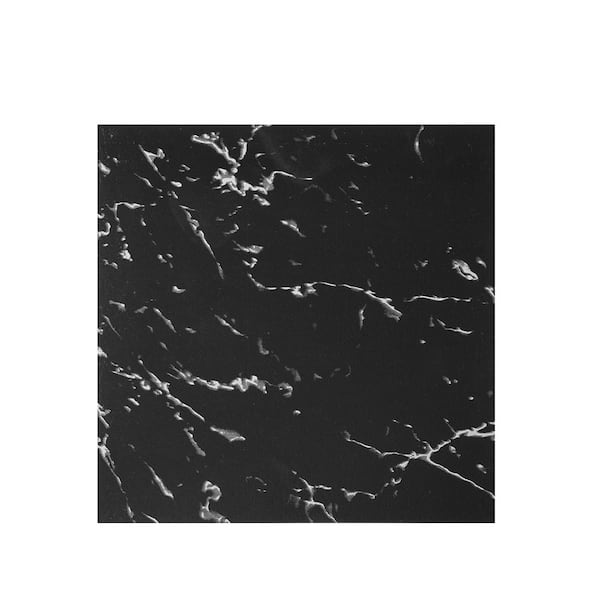 SKYSHALO 4 MIL 50 sq. ft. Peel and Stick Vinyl Floor Tiles 12 in. x 12 in. Black Marble Design DIY Installation Water Resistant
