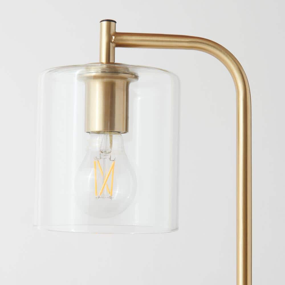 Elizabeth Brass and Glass 16" Desk Lamp with USB and Wireless Charging