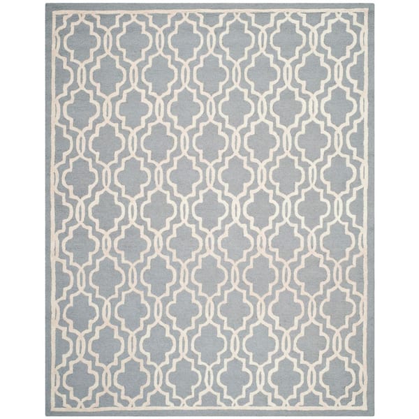 Cambridge 11 ft. x 15 ft. Silver/Ivory Geometric Interlace Area Rug