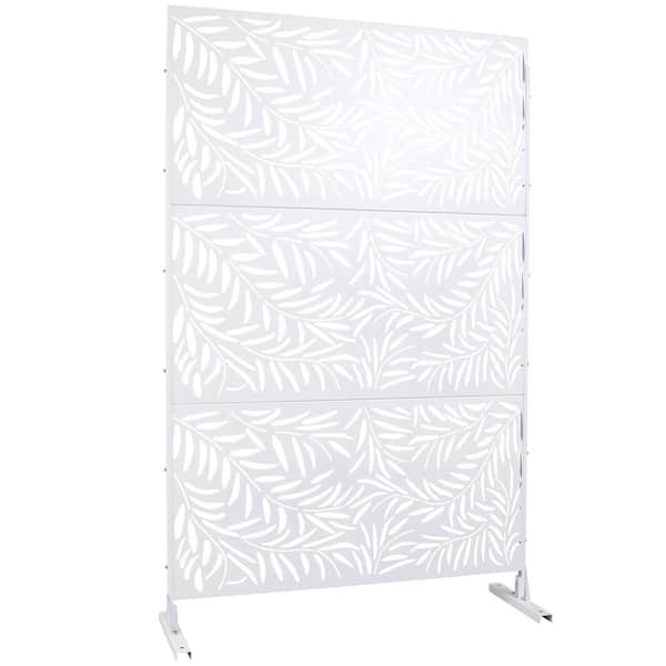 76 in. Decorative Outdoor Decor Privacy Fence Screen Metal Fence Panels, Indoor Room Divider Privacy Screen, Willow Leaf