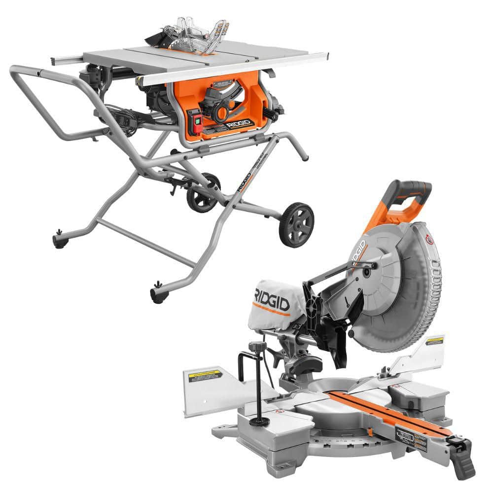 15 Amp 10 in. Corded Table Saw with Stand, 15 Amp Corded 12 in. Dual Bevel Sliding Miter Saw with LED Cut Line Indicator price history on PriceWatchPro