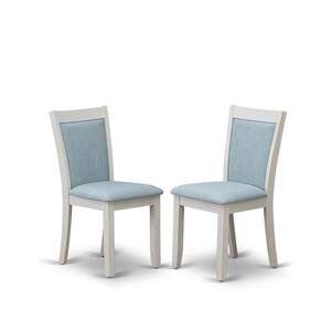 Wirebrushed Linen White, Parsons Dining Chairs - Baby Blue Linen Fabric Padded Chairs, Set Of 2