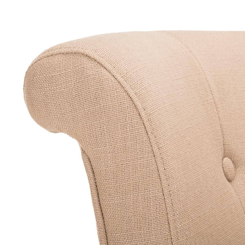 Transitional True Taupe Linen Blend Bar Stool with Cherry Mahogany Frame