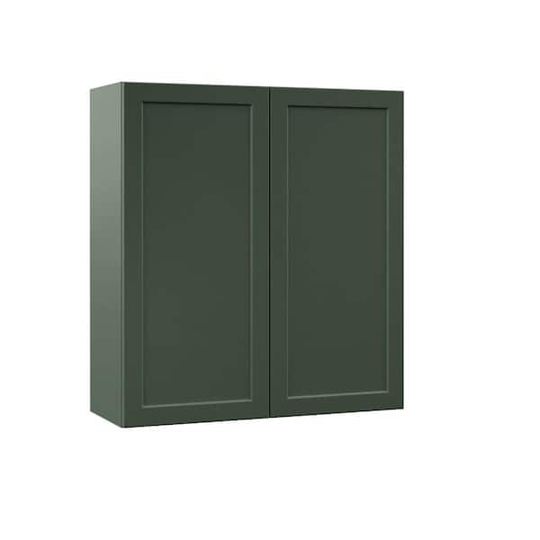 Hampton Bay Designer Series Melvern 33 in. W x 12 in. D x 36 in. H Assembled Shaker Wall Kitchen Cabinet in Forest