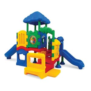 Discovery Center Commercial Playground 5 Deck with Roof Ground Spike Mounting