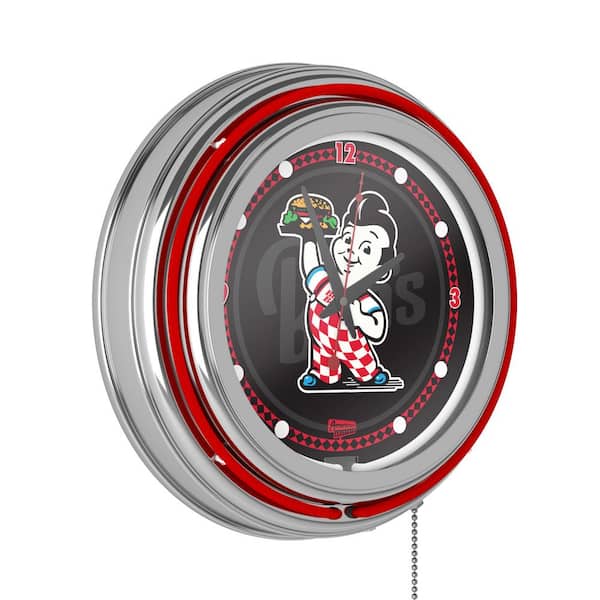 Unbranded Bob's Big Boy Red Watermark Lighted Analog Neon Clock