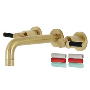 Kaiser 2-Handle Wall Mount Bathroom Faucet in Brushed Brass
