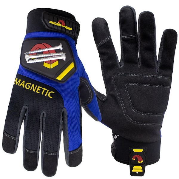 MagnoGrip Pro Performance Work Glove with Integrated Magnetic Storage, Blue, Medium