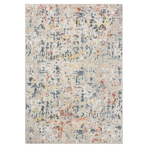 LR Home Iviana Gray/Multi 3 ft. 11 in. x 6 ft. Contemporary Power-Loomed Abstract Rectangle Area Rug